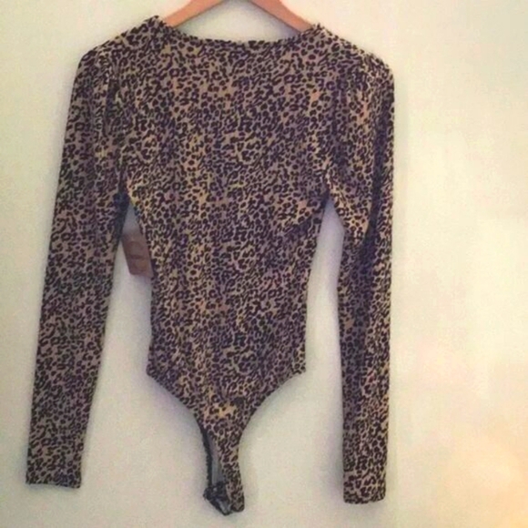One Step Up Animal Print Long Sleeve Bodysuit Sz S - Picture 2 of 4